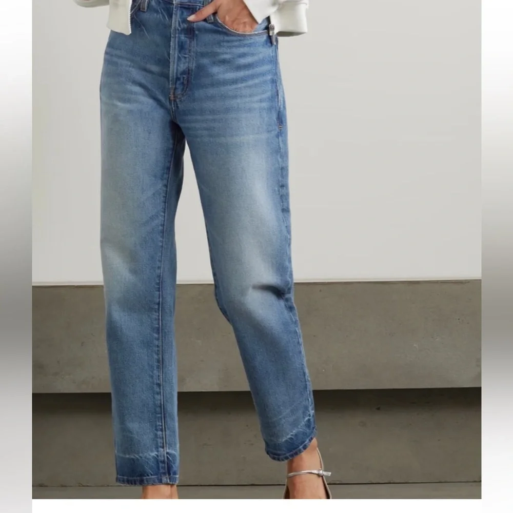 FRAME DENIM LE MAC JEAN LIGHT WASH HIGH RISE STRAIGHT LEG BUTTON FLY JEANS 25NWT - Picture 3 of 16